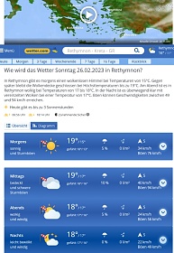 Klicke auf die Grafik für eine größere Ansicht

Name:	Wetter Rethymno, So. 26.02.2023.jpg
Hits:	4949
Größe:	157,9 KB
ID:	100534